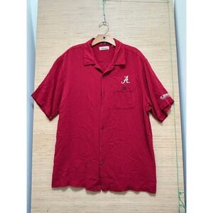 Chiliwear Mens Alabama Crimson Tide Rayon Button Down Shirt Red XL Short Sleeve
